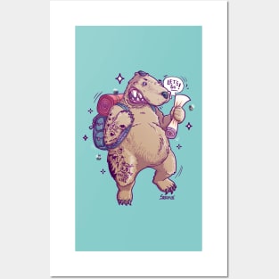 Beary Adventurous the Curious Bear Hiker Posters and Art